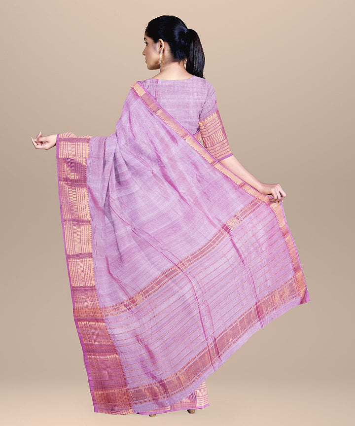 Light purple handwoven mangalagiri cotton silk saree