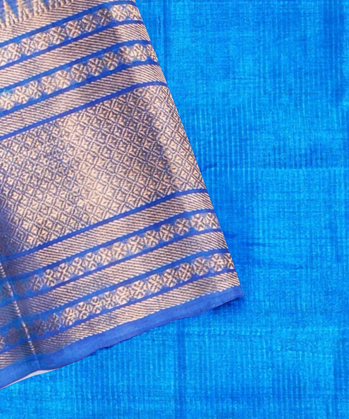 Navy blue cotton silk mangalagiri handwoven saree