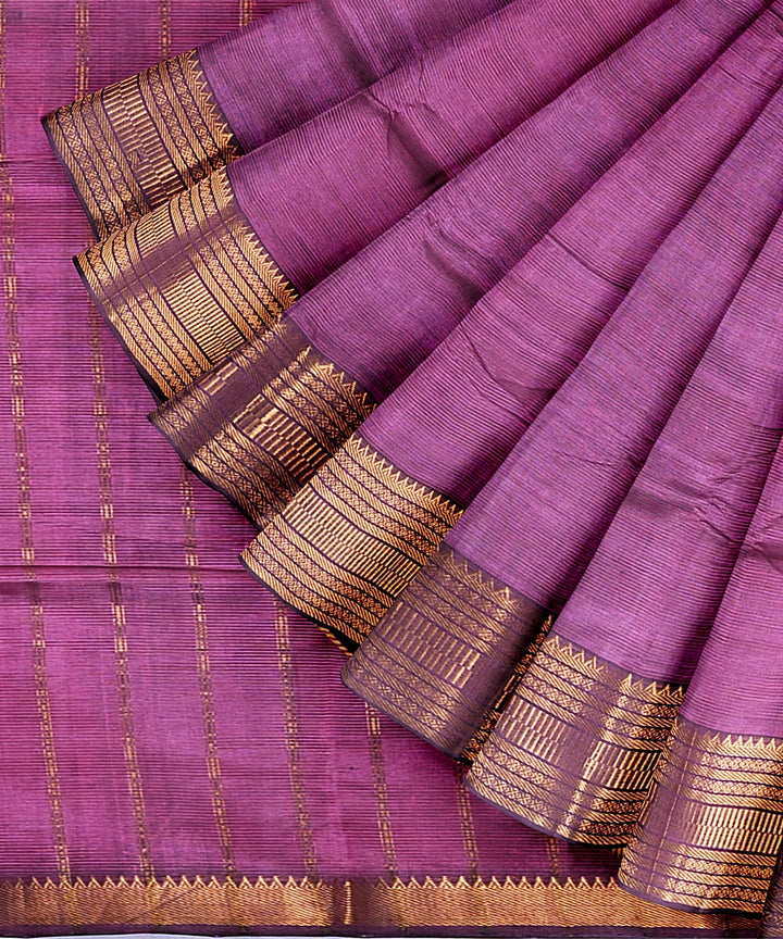 Purple light mangalagiri handwoven cotton silk saree