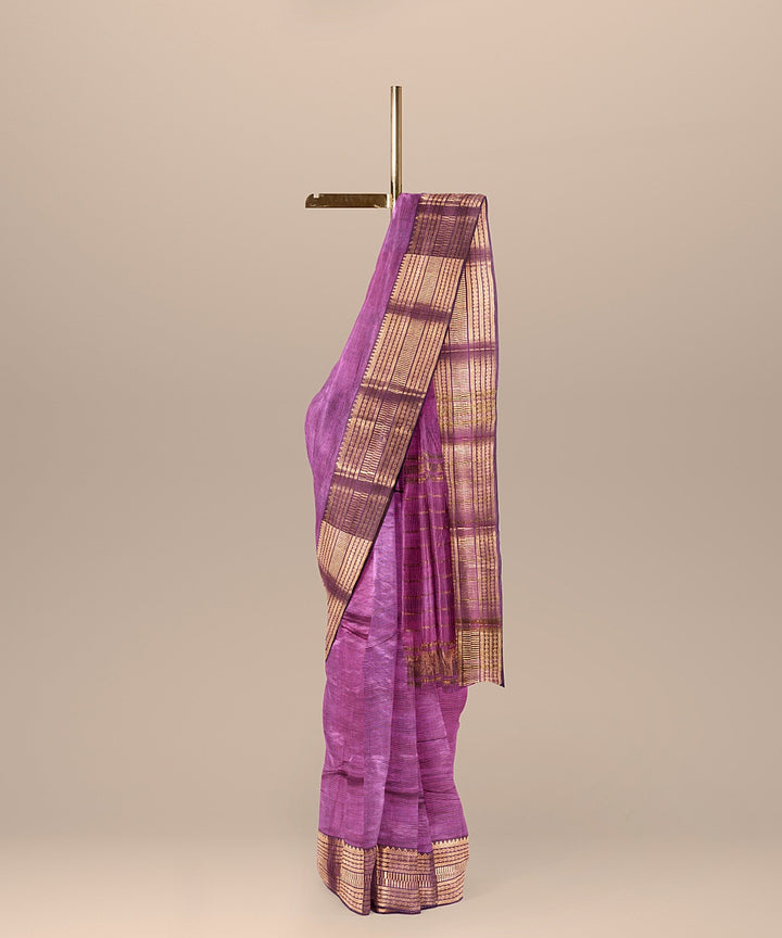 Purple light mangalagiri handwoven cotton silk saree