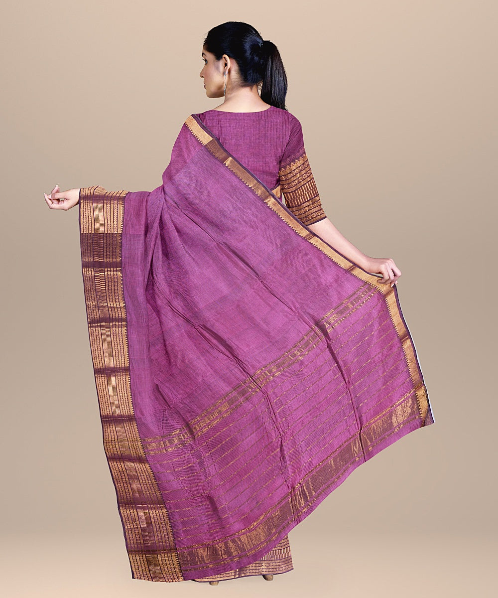 Purple light mangalagiri handwoven cotton silk saree