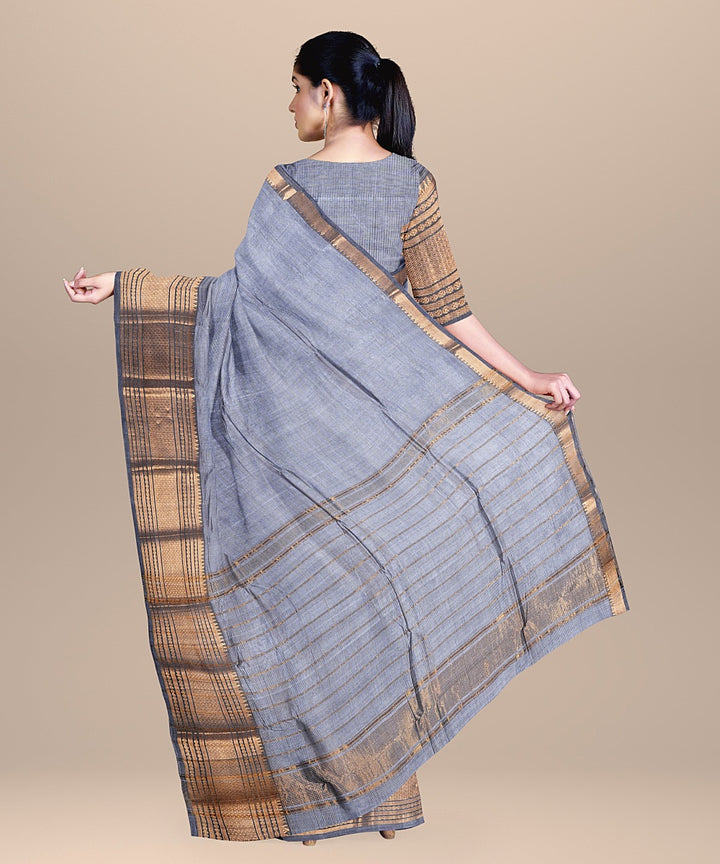 Lavender handwoven mangalagiri cotton silk saree