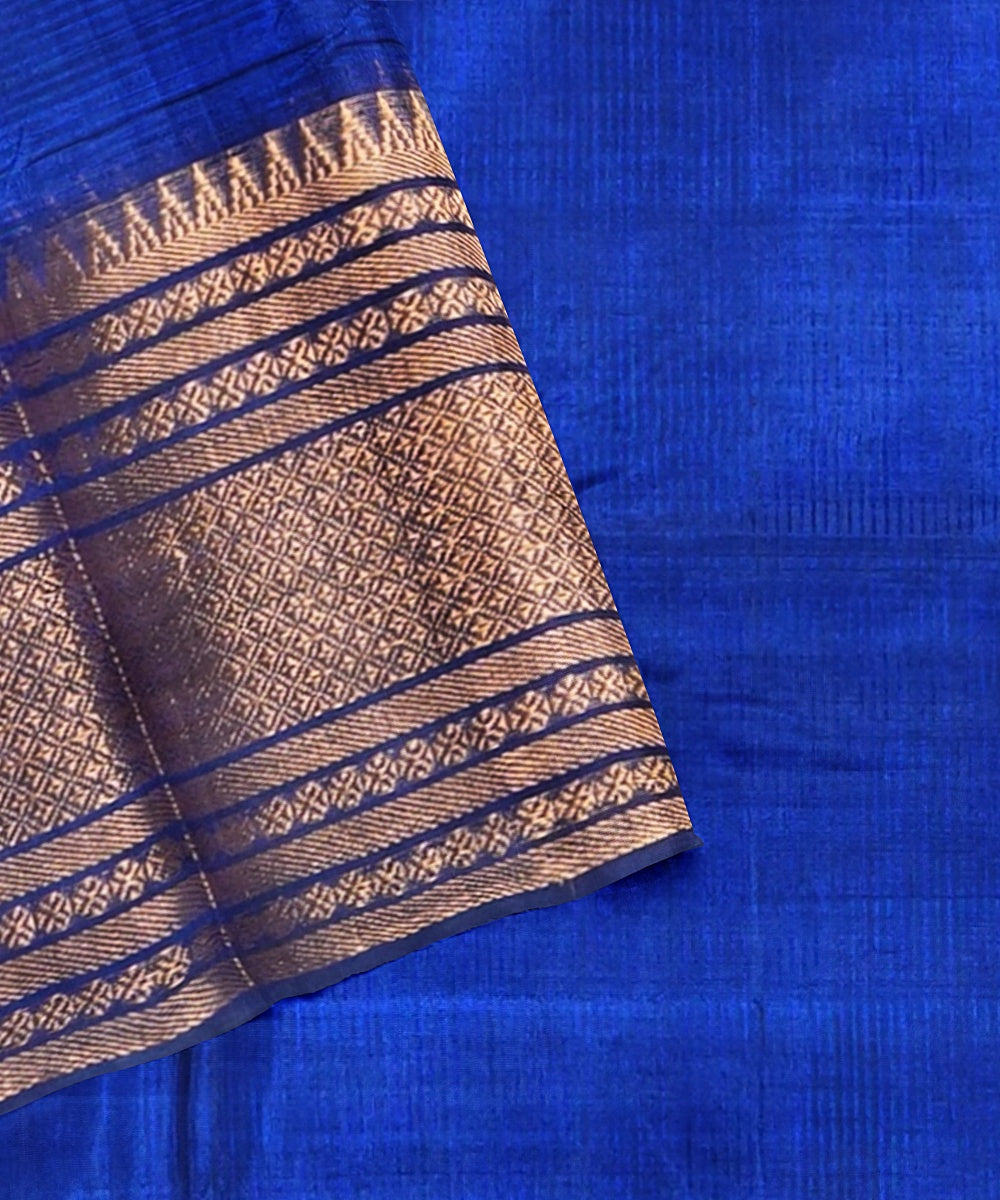 Navy blue handloom cotton silk mangalagiri saree