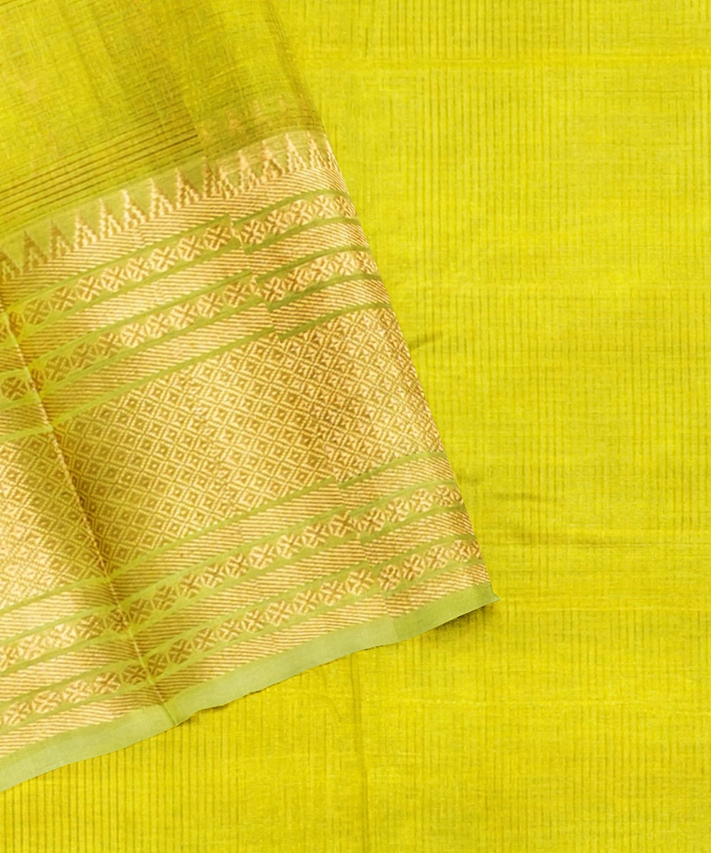 Yellow mangalagiri handwoven cotton silk saree