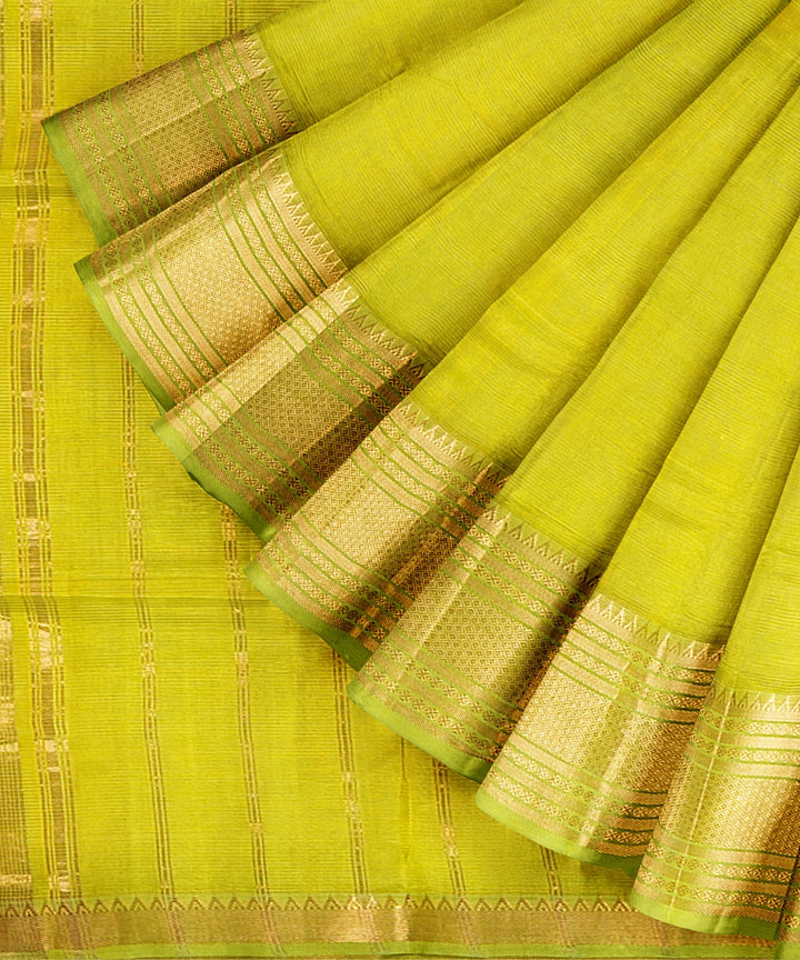 Yellow mangalagiri handwoven cotton silk saree