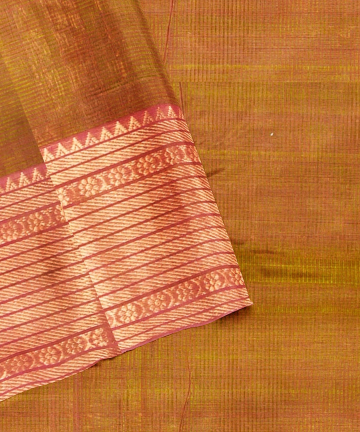 Brown red handwoven mangalagiri cotton silk saree