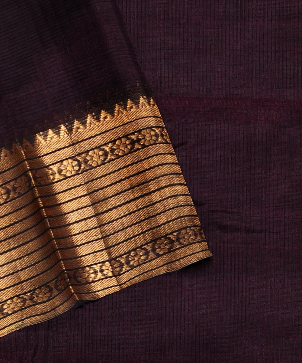 Brown cotton silk mangalagiri handloom saree