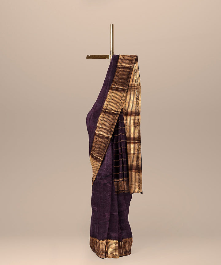 Brown cotton silk mangalagiri handloom saree