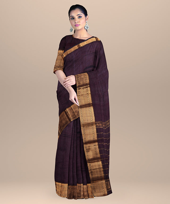 Navy blue cotton silk mangalagiri handloom saree