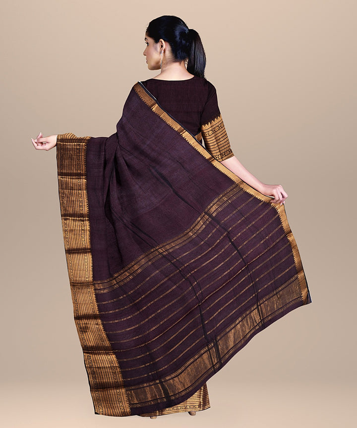 Brown cotton silk mangalagiri handloom saree