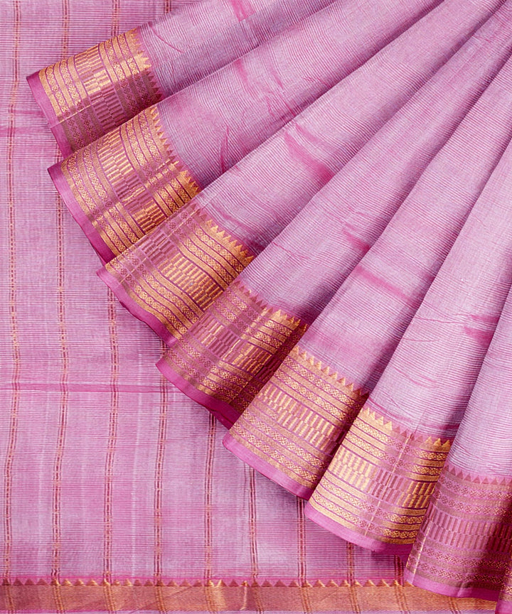 Pink handwoven mangalagiri cotton silk saree