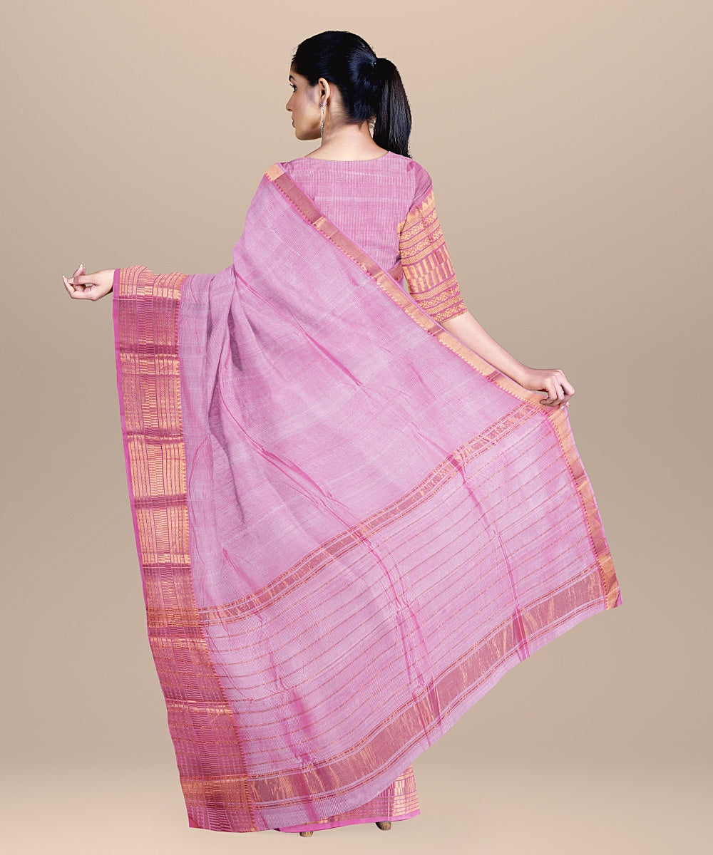 Pink handwoven mangalagiri cotton silk saree