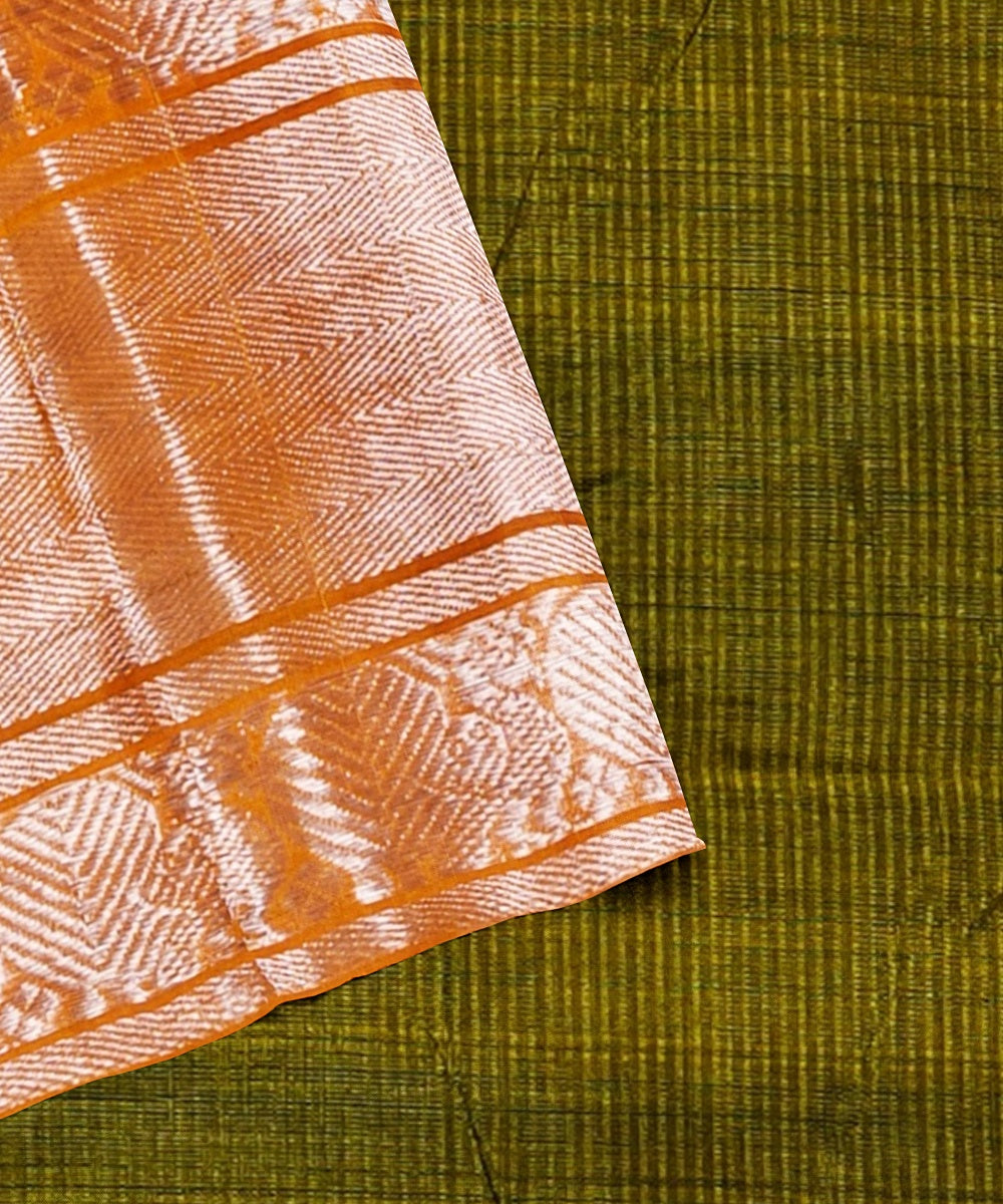 Dark green olive handwoven mangalagiri cotton silk saree