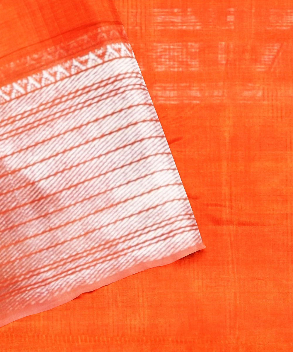 Orange mangalagiri handloom cotton silk saree