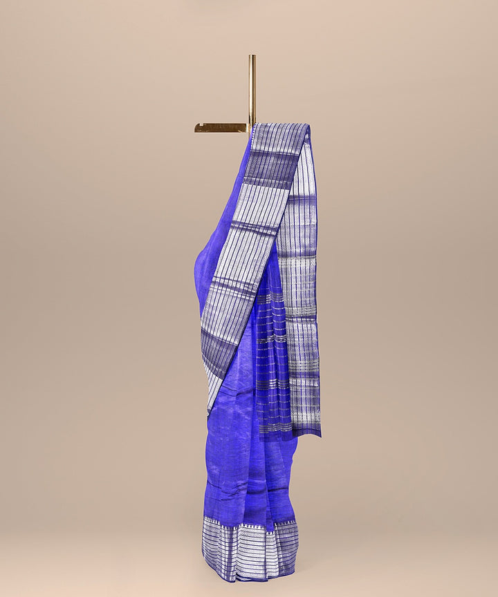 Navy blue mangalagiri handloom cotton silk saree