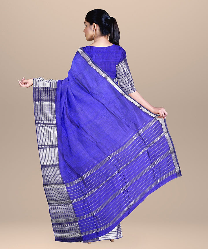 Navy blue mangalagiri handloom cotton silk saree