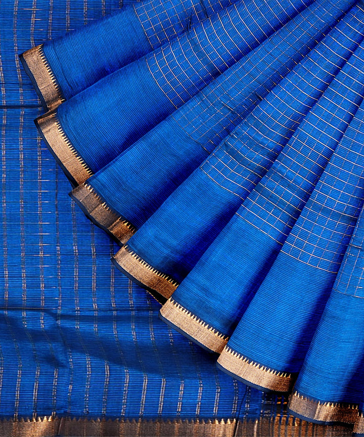 Navy blue mangalagiri cotton silk handwoven saree