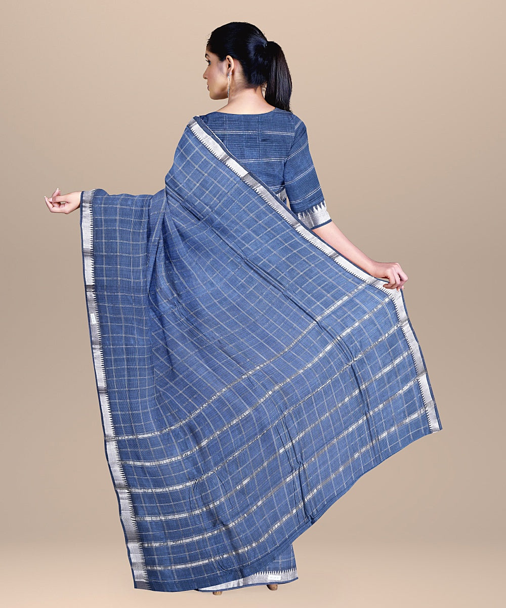 Grey handwoven cotton silk mangalagiri saree