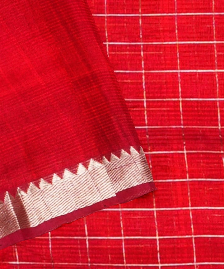 Red handloom mangalagiri cotton silk saree