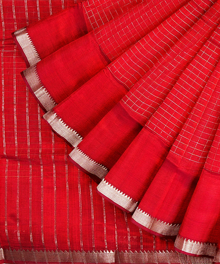 Red handloom mangalagiri cotton silk saree