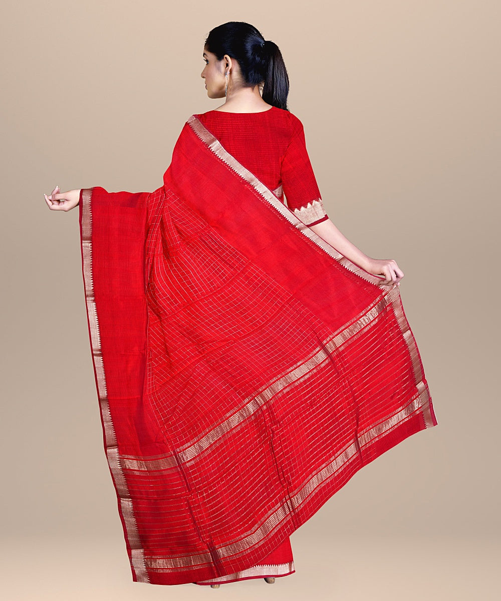 Red handloom mangalagiri cotton silk saree