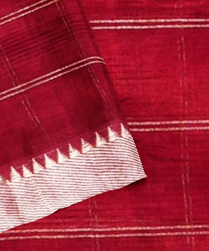 Maroon checked handwoven mangalagiri cotton silk saree