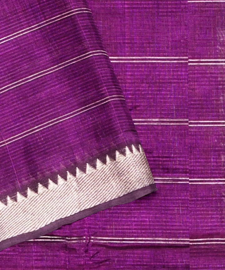 Purple checked handwoven mangalagiri cotton silk saree