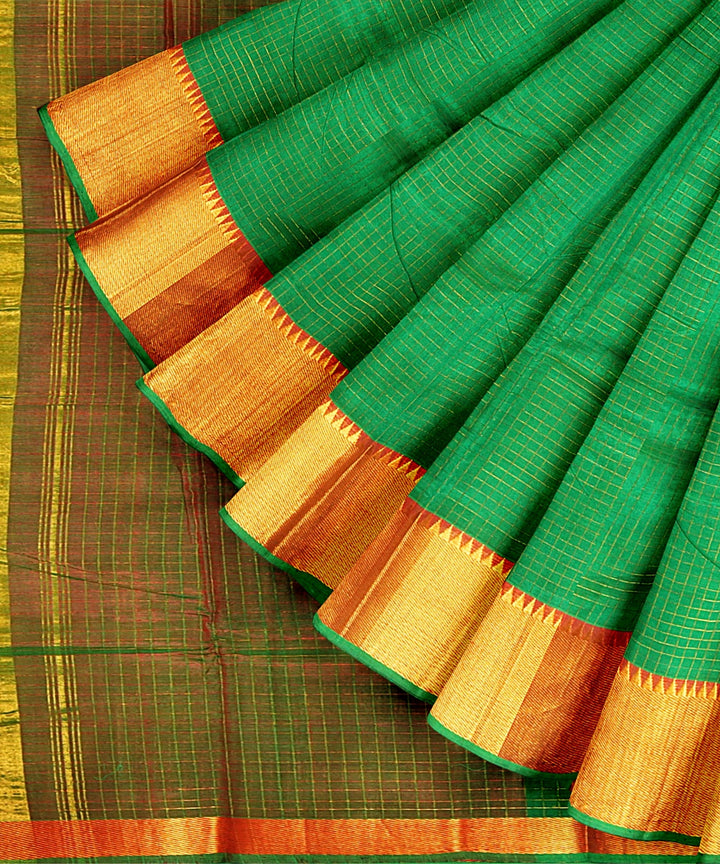 Cyan green handwoven mangalagiri cotton silk saree