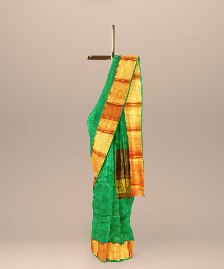 Cyan green handwoven mangalagiri cotton silk saree