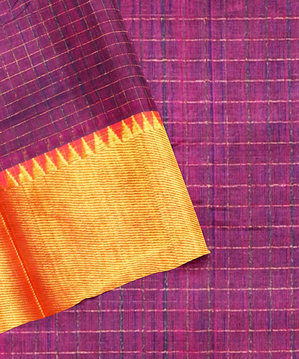 Navy blue maroon handwoven mangalagiri cotton silk saree