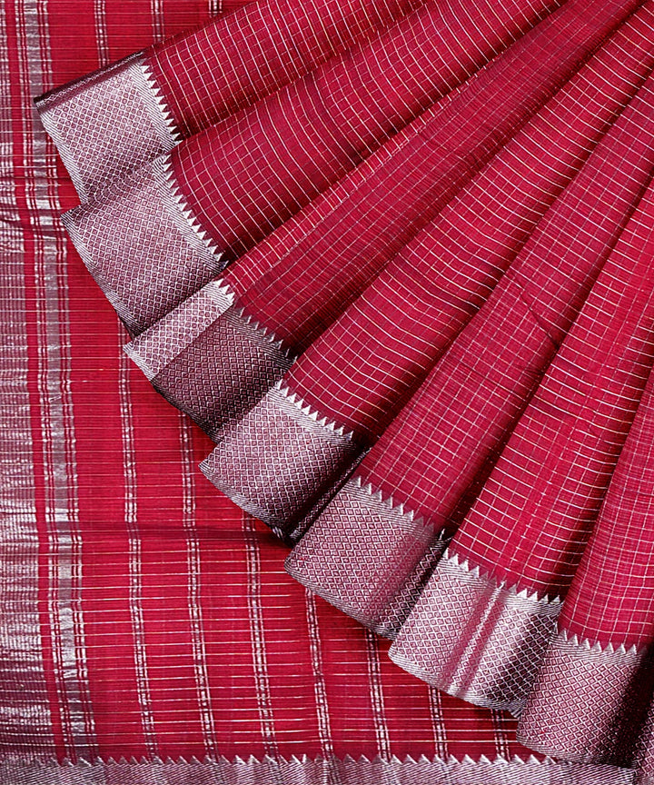 Maroon mangalagiri handloom cotton silk saree