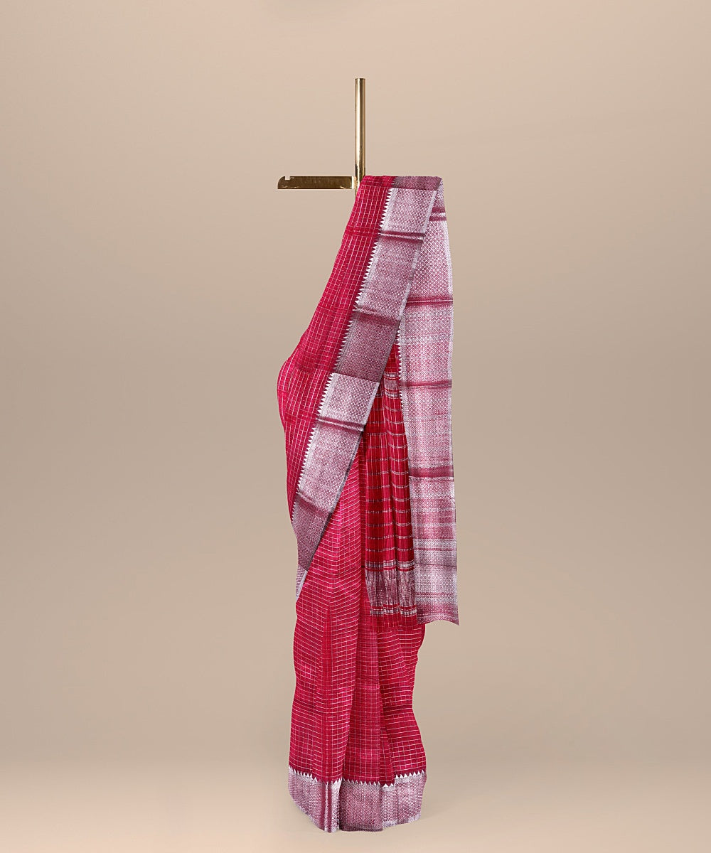 Maroon mangalagiri handloom cotton silk saree