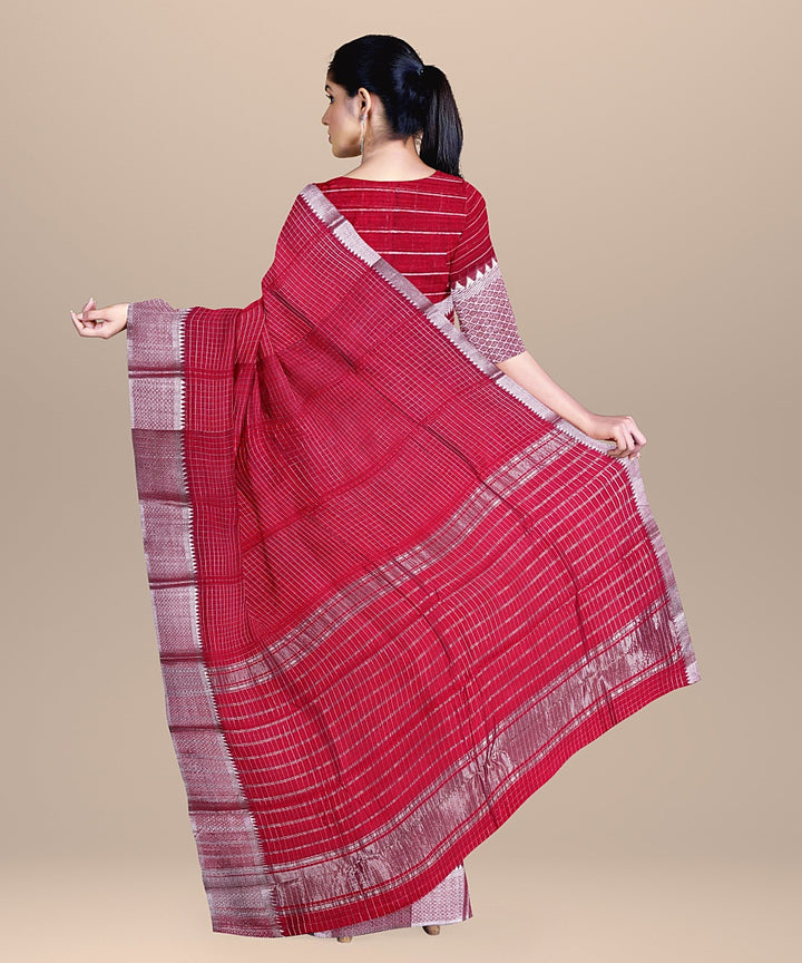 Maroon mangalagiri handloom cotton silk saree