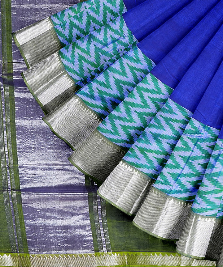 Navy blue handwoven mangalagiri cotton silk saree