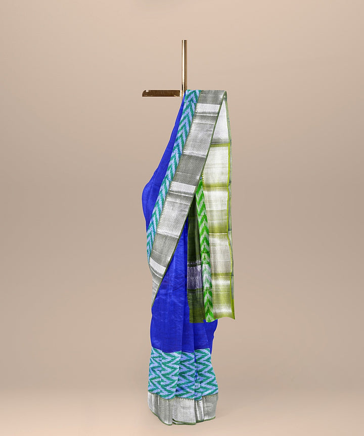 Navy blue handwoven mangalagiri cotton silk saree