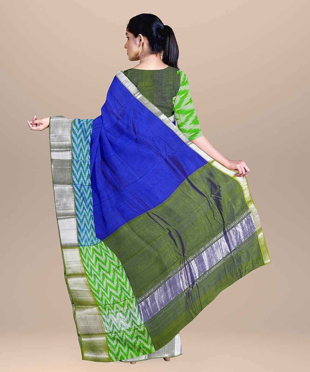 Navy blue handwoven mangalagiri cotton silk saree