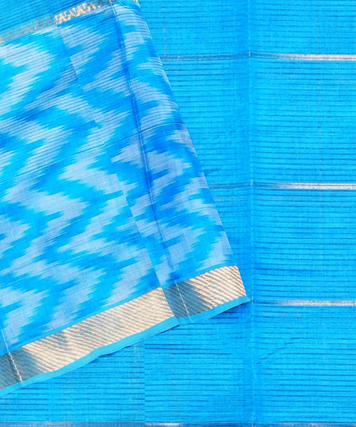 Sky blue handloom cotton silk mangalagiri saree