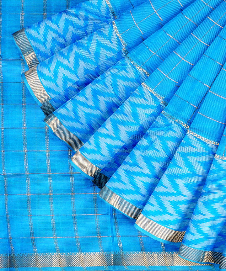 Sky blue handloom cotton silk mangalagiri saree