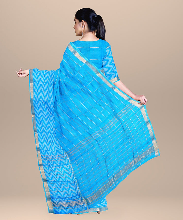 Sky blue handloom cotton silk mangalagiri saree