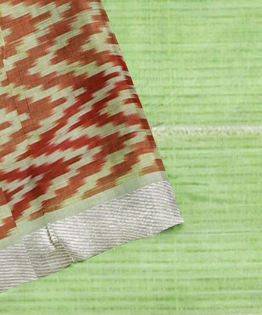 Pista green handwoven mangalagiri cotton silk saree