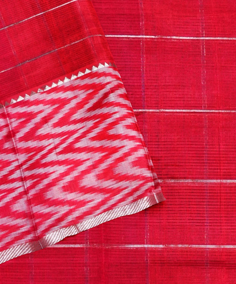 Sky blue red handwoven mangalagiri cotton silk saree