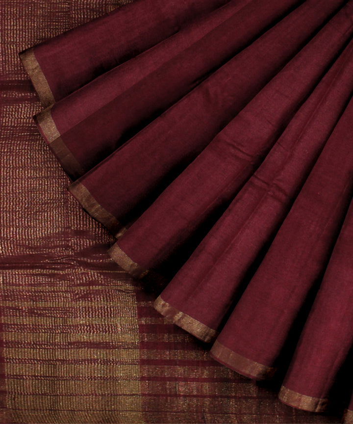 Maroon chhattisgarh handlwoven tussar silk saree