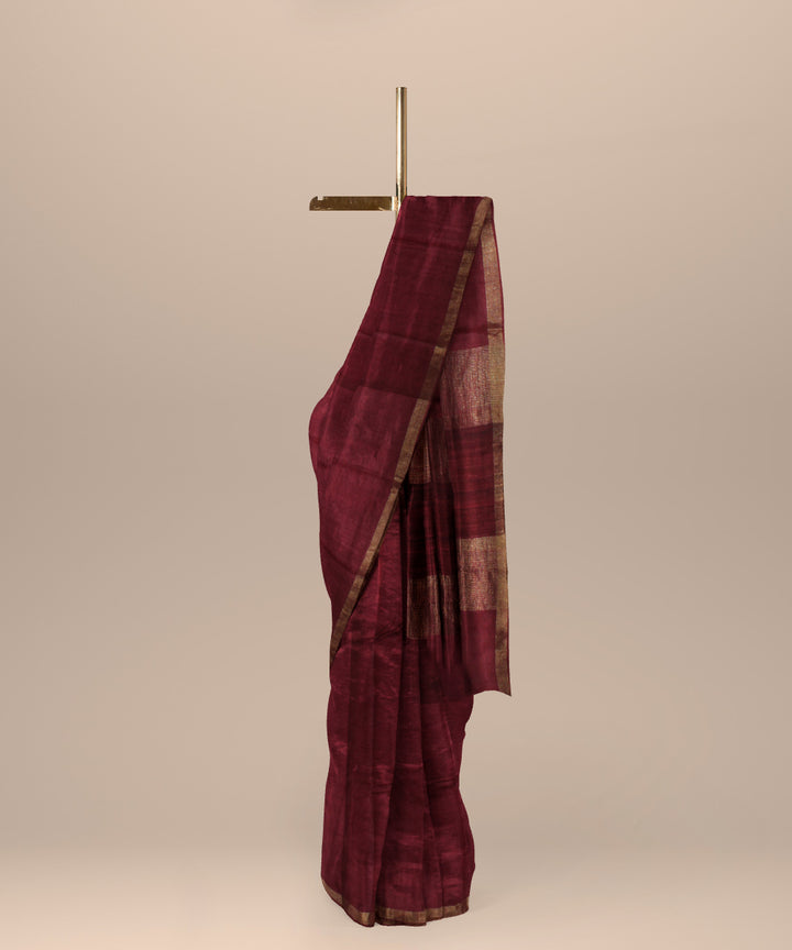 Maroon chhattisgarh handlwoven tussar silk saree