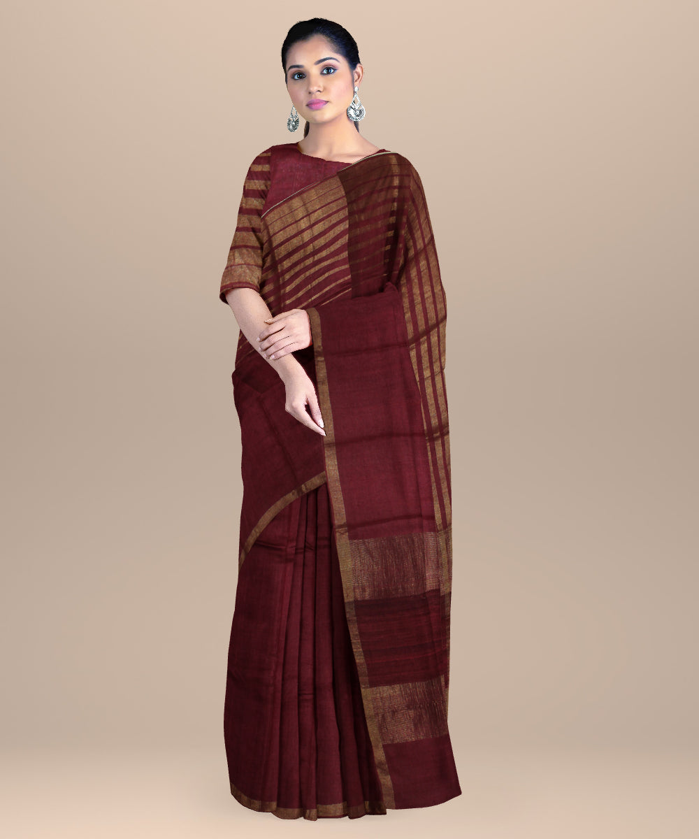 Maroon chhattisgarh handlwoven tussar silk saree