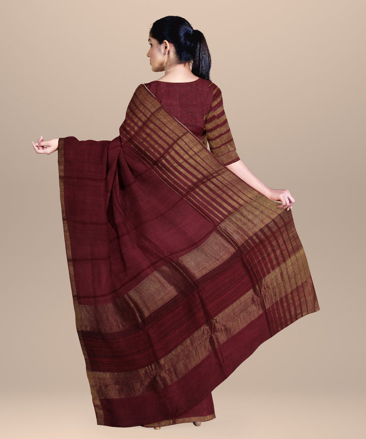 Maroon chhattisgarh handlwoven tussar silk saree