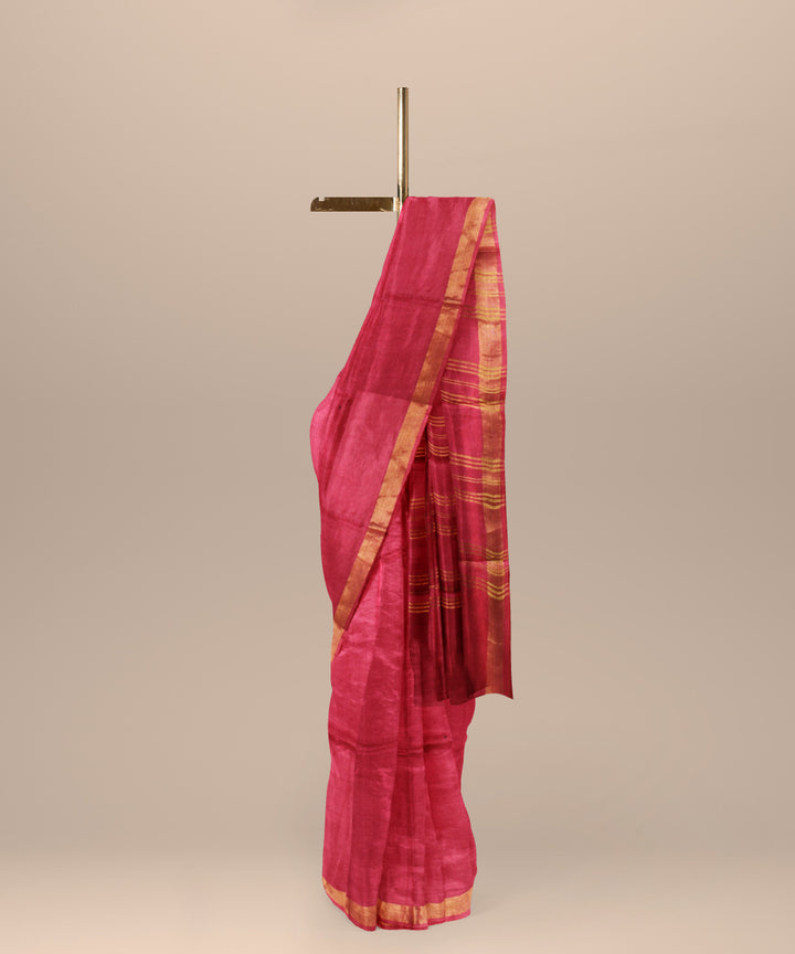 Pink chhattisgarh tussar silk handloom saree