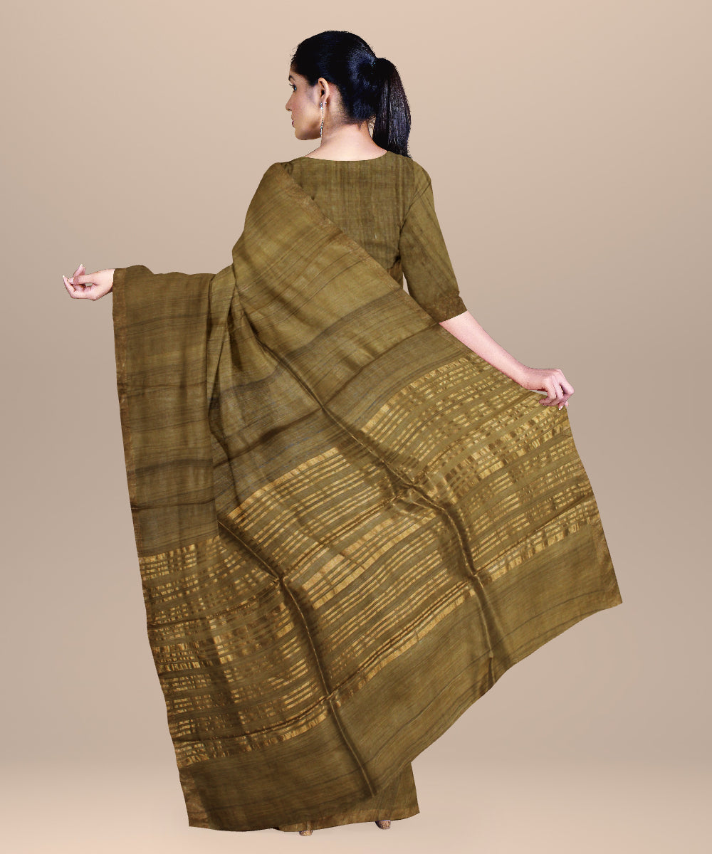 Mustard handloom chhattisgarh tussar silk saree