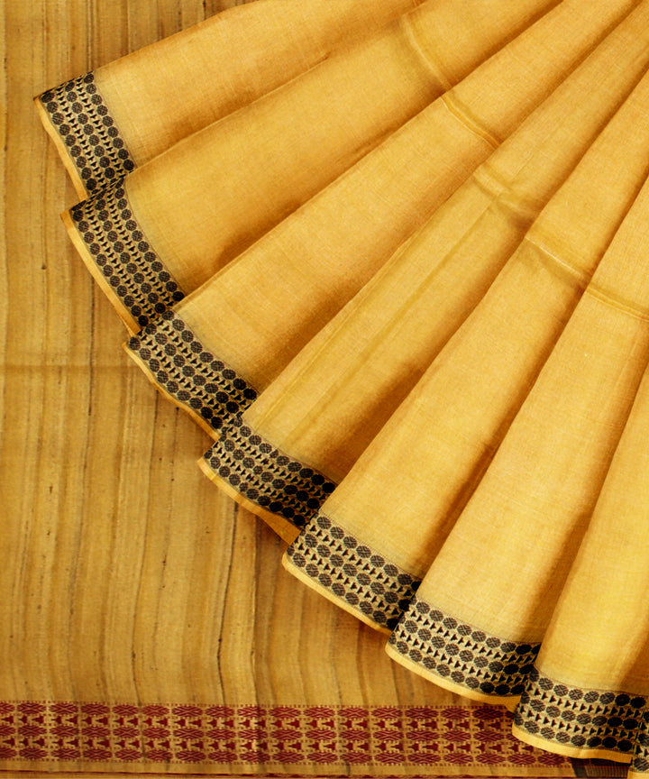 Yellow chhattisgarh handloom tussar silk saree