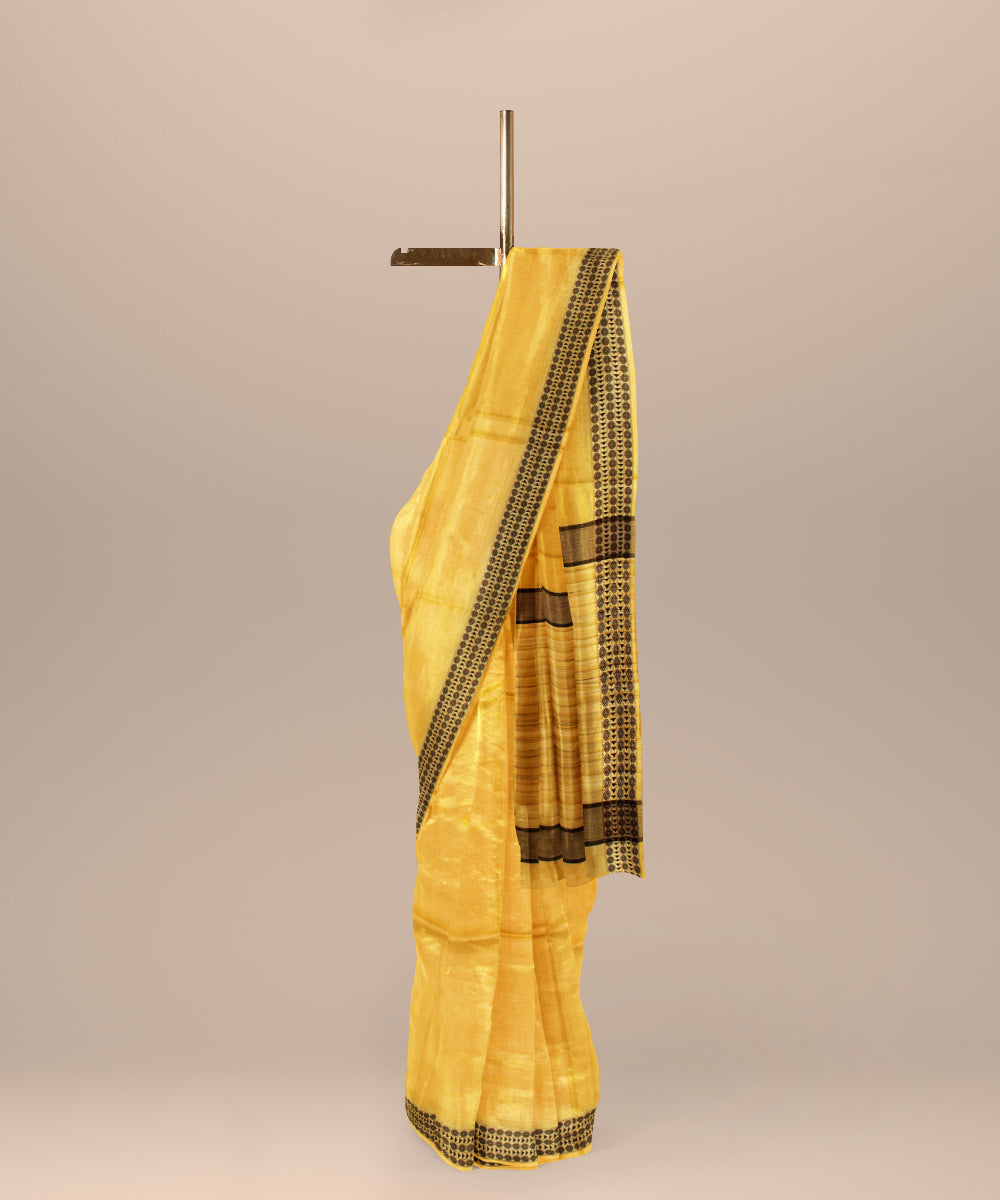 Yellow chhattisgarh handloom tussar silk saree