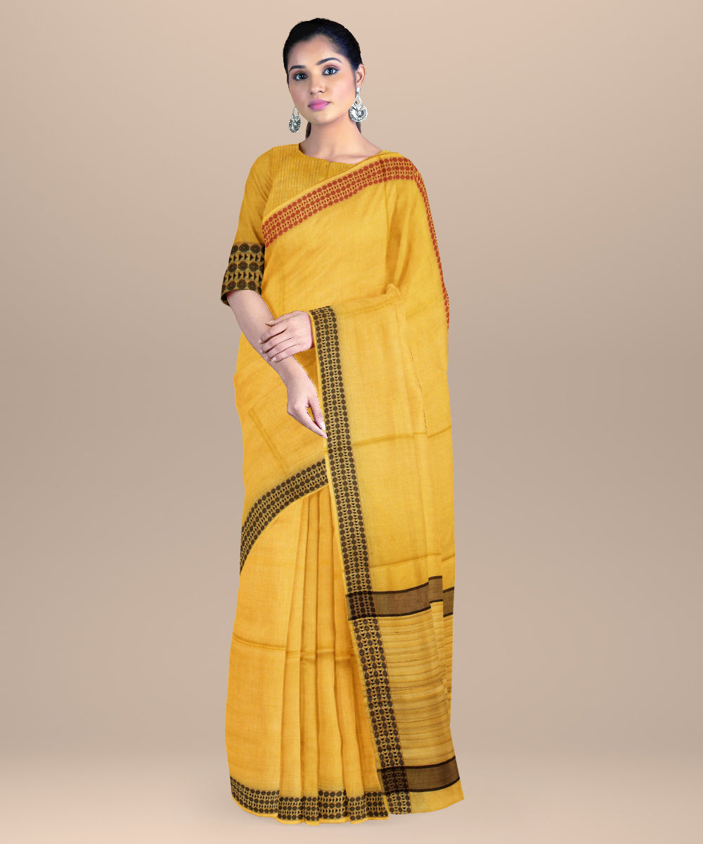 Yellow chhattisgarh handloom tussar silk saree